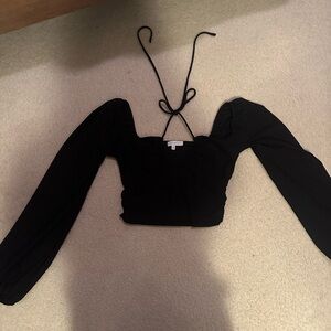 Better Be Black Long Sleeve Crop Top